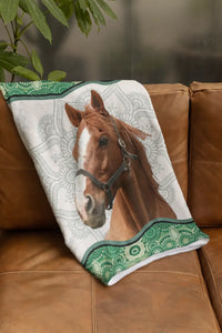 Personalized Upload Your Horse Photo Sherpa or Fleece Blanket Printed HN1700