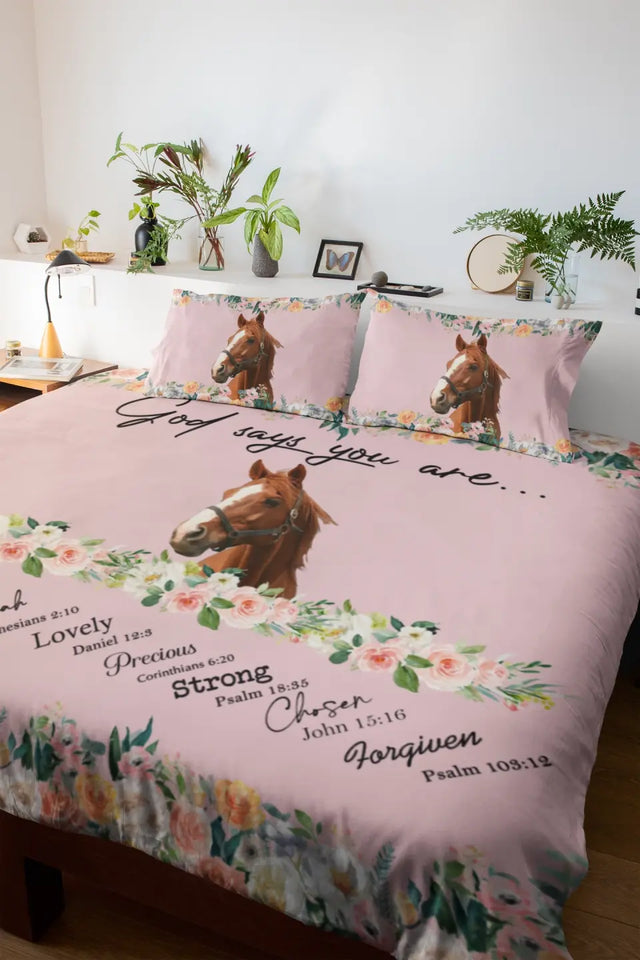 Personalized Upload Your Horse Photo God Says You Are Horse Lovers Gift Bedding Set Printed HN231695