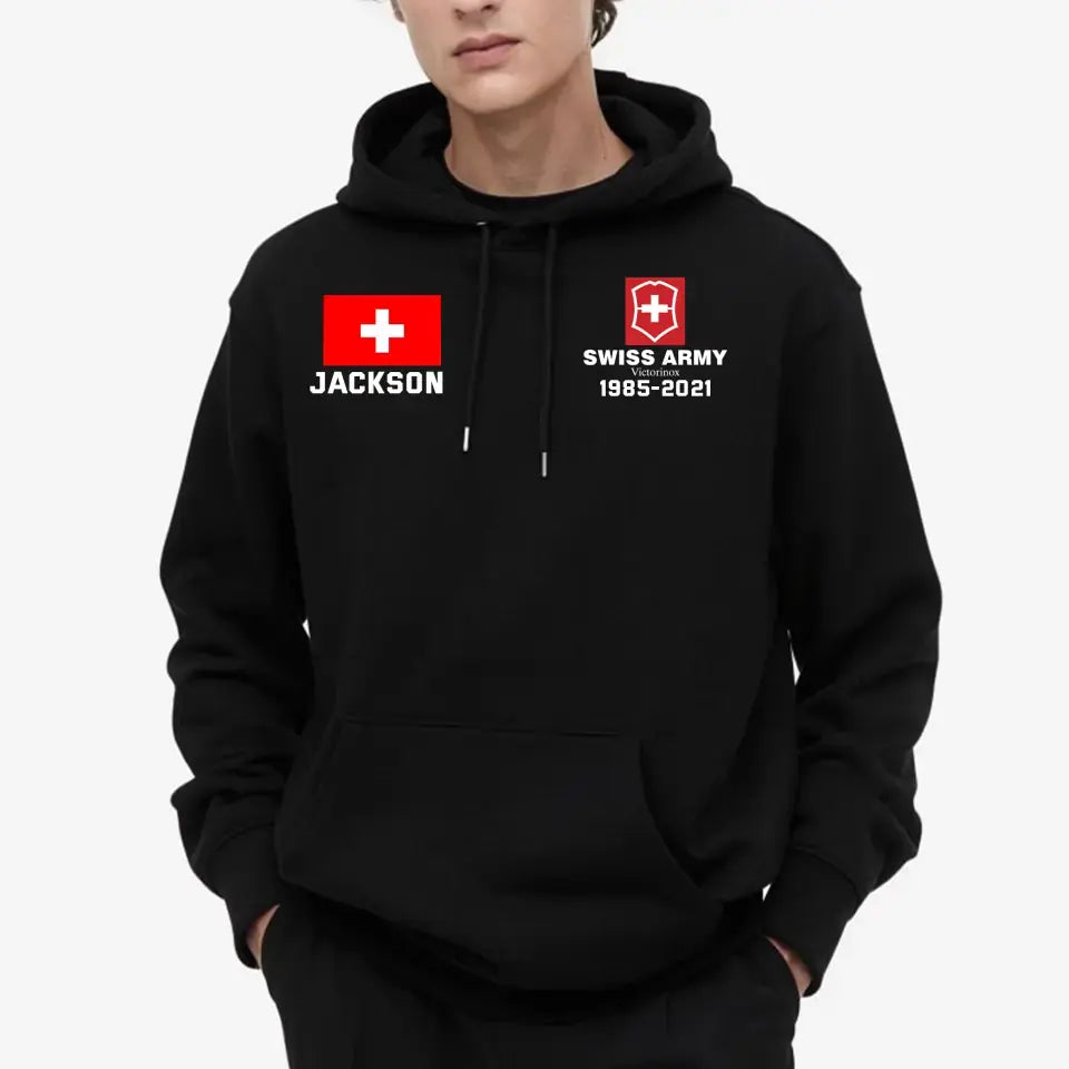 Personalized Swiss Veteran/Soldier Custom Name & Time Hoodie 2D Printed KVH231708