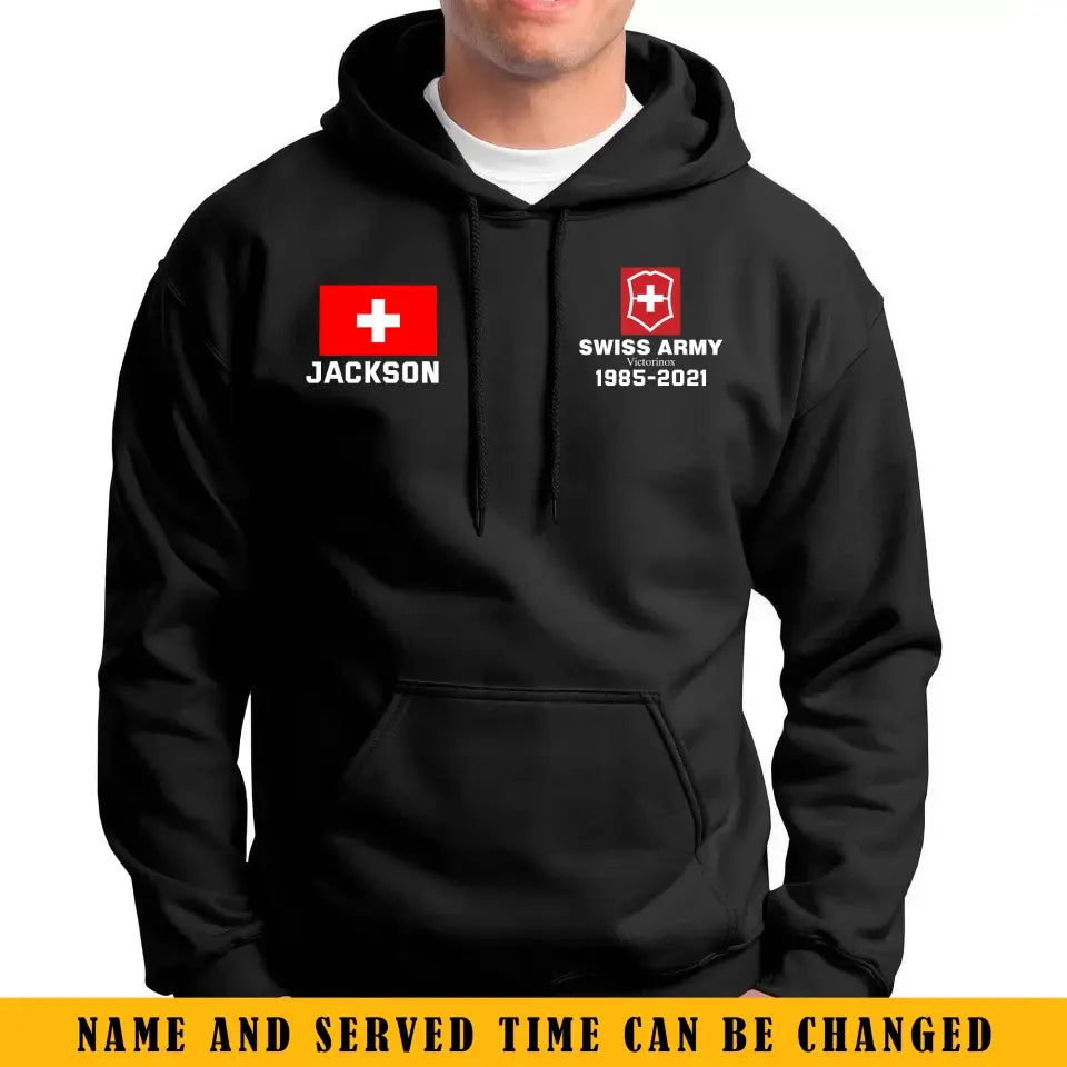 Personalized Swiss Veteran/Soldier Custom Name & Time Hoodie 2D Printed KVH231708