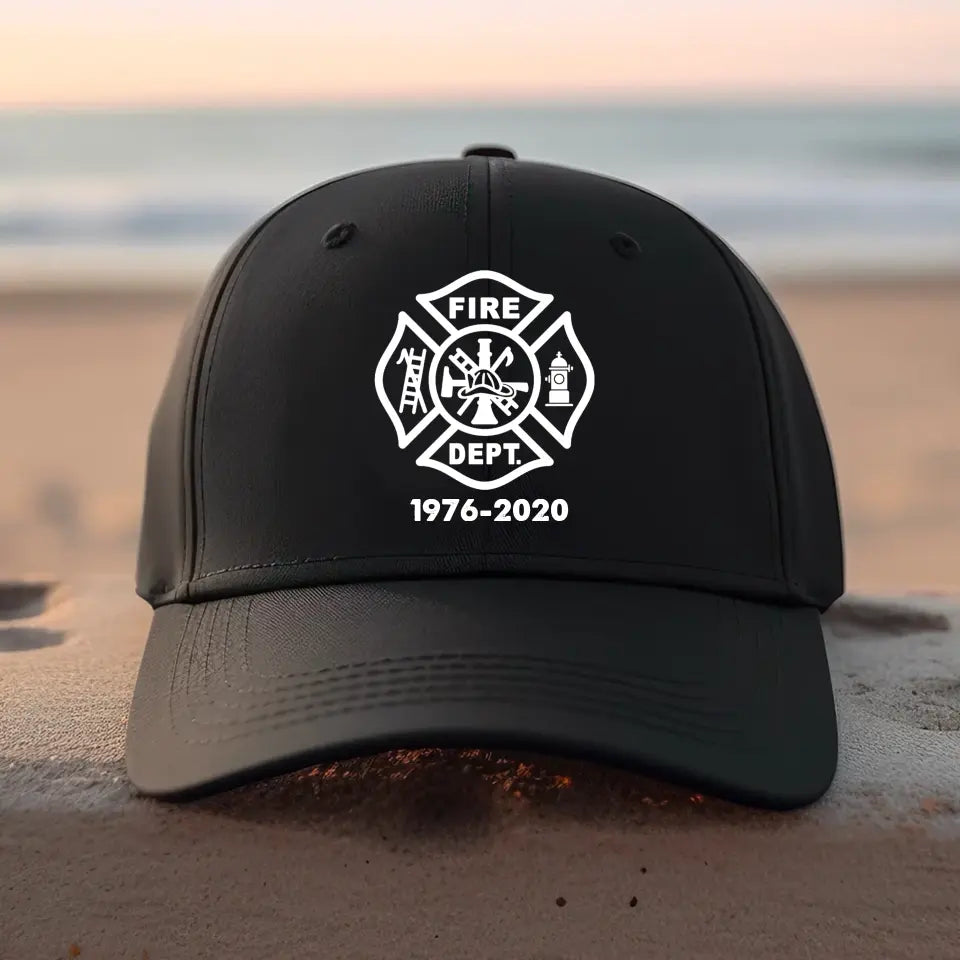 Personalized Retired US Firefighter Custom Time Black Cap VQ1710