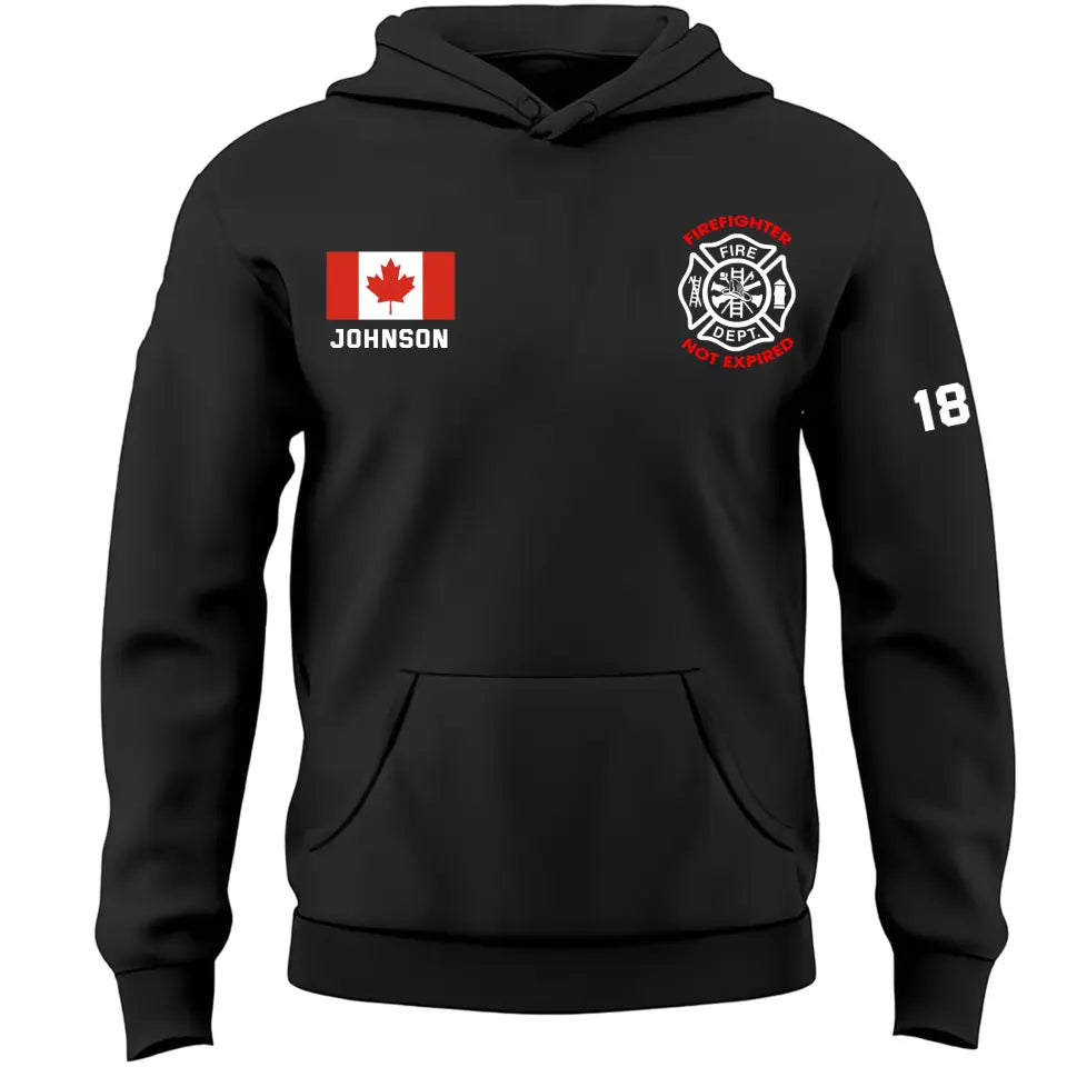 Personalized Canadian Firefighter Not Expired Custom Name & ID Hoodie 2D Printed 231720AHVH