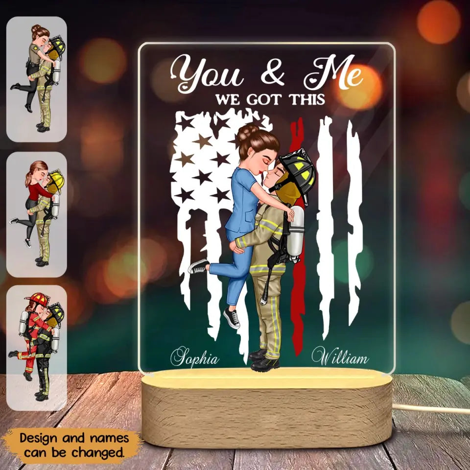 Personalized You & Me We Got This Firefighter Couple LED Night Light Acrylic LED Lamp Printed HN231717