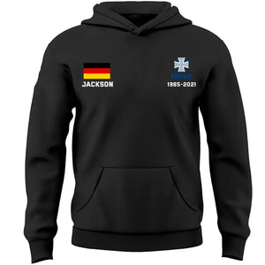 Personalized German Veteran/Soldier Custom Name & Time Hoodie 2D Printed KVH231708