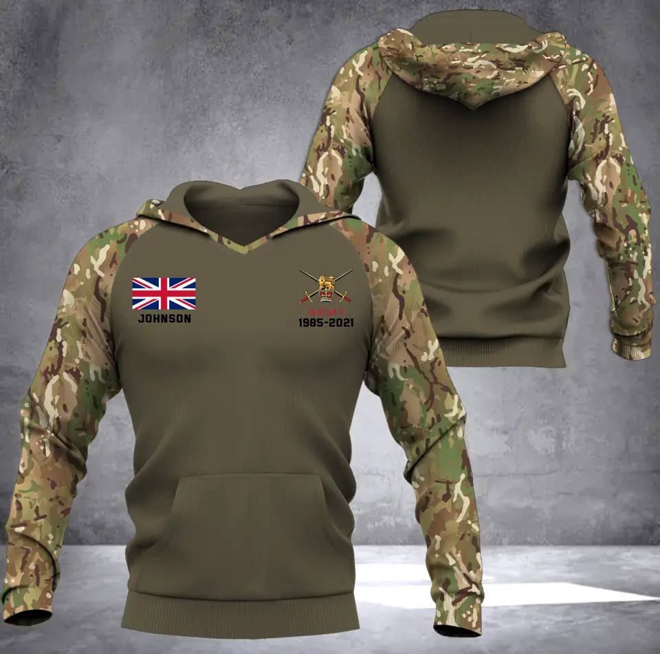 Personalized UK Veteran Custom Name & Time Hoodie 3D Printed KVH231722