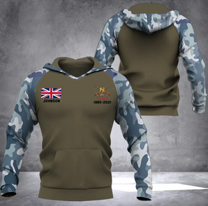 Personalized UK Veteran Custom Name & Time Hoodie 3D Printed KVH231722