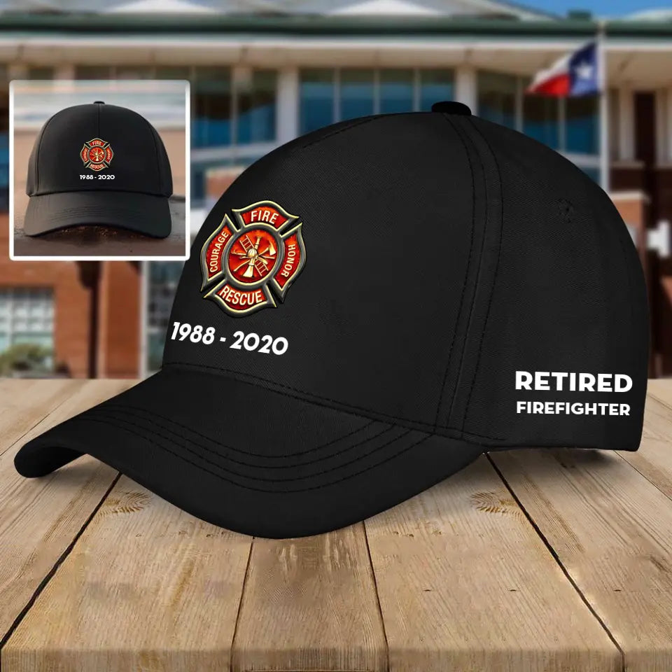 Personalized Retired Firefighter Black Cap QTKH1740