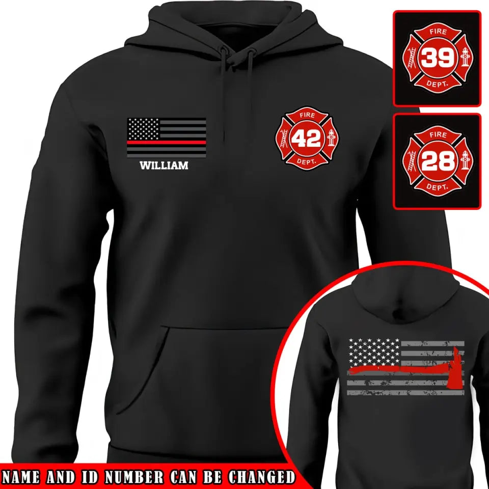 Personalized US Firefighter Custom Name & ID Hoodie 2D Printed VQ231749