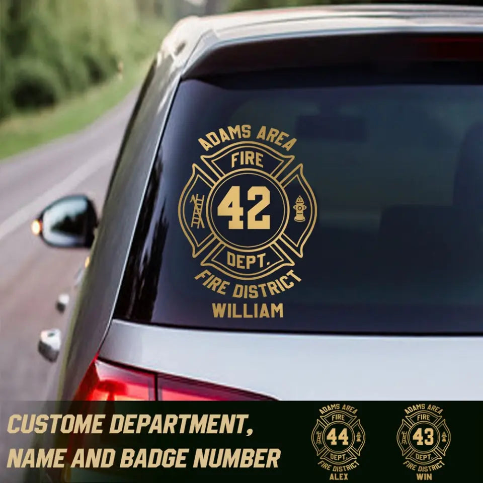 Personalized Firefighter Custom Department And Name Decal Printed QTHN1754