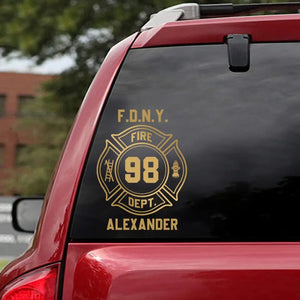 Personalized Firefighter Custom Department And Name Decal Printed QTHN1760