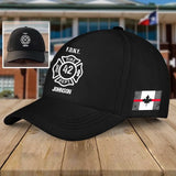 Personalized Canada Firefighter Thin Red Line Black Cap QTLVA1768