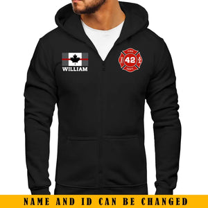 Personalized Canadian Firefighter Custom Name & ID Zip Hoodie 2D Printed KVH231762