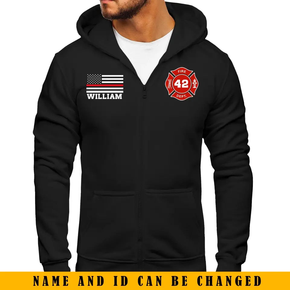 Personalized US Firefighter Custom Name & ID Zip Hoodie 2D Printed KVH231759