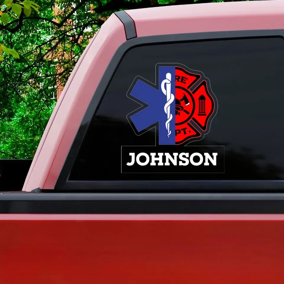 Personalized EMT Firefighter Custom Name Decal Printed VQ2409