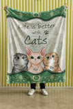 Personalized Life Is Better With Cats Cat Lovers Gift Sherpa or Fleece Blanket Printed HN2410