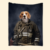 Personalized Upload Your Dog Photo Firefighter's Uniform Dog Lovers Gift Sherpa or Fleece Blanket Printed LVA2414