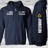 Personalized US Military Retired Veteran Custom Rank And Name Zip Hoodie 2D Printed QTLVA2416