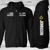 Personalized US Military Retired Veteran Custom Rank And Name Zip Hoodie 2D Printed QTLVA2416