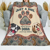 Personalized  Just A Girl Who Loves Dogs And Has Tattoos Dog Lovers Gift Sherpa or Fleece Blanket Printed HN2442