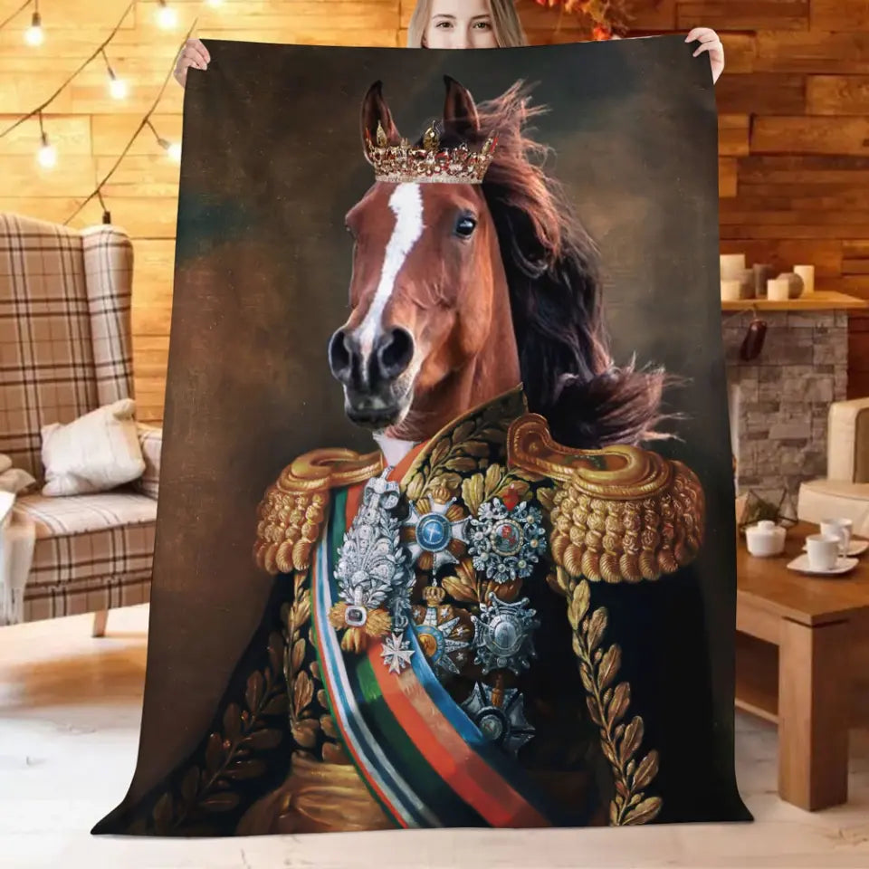 Personalized  Upload Your Horse Photo Royal Horse Lovers Gift Sherpa or Fleece Blanket Printed HN2443