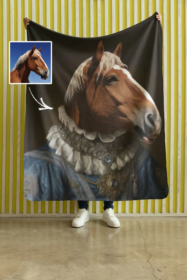 Personalized  Upload Your Horse Photo Royal Horse Lovers Gift Sherpa or Fleece Blanket Printed HN2443