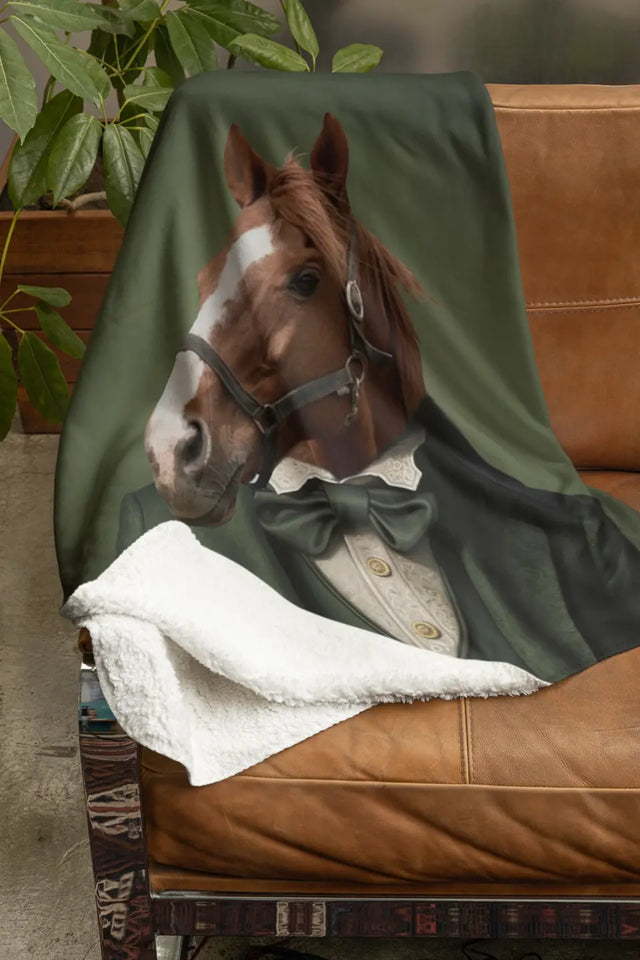 Personalized  Upload Your Horse Photo Royal Horse Lovers Gift Sherpa or Fleece Blanket Printed HN2443