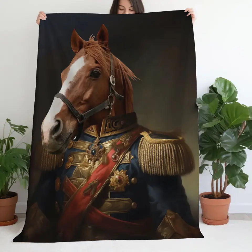 Personalized  Upload Your Horse Photo Royal Horse Lovers Gift Sherpa or Fleece Blanket Printed HN2443