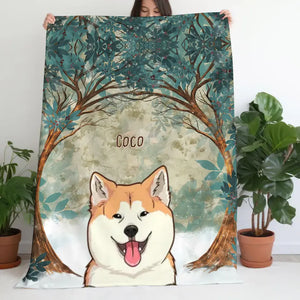 Personalized Dog Forest Dog Lovers Gift Sherpa or Fleece Blanket Printed HN2468