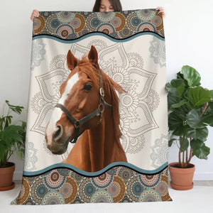 Personalized Upload Your Horse Photo Sherpa or Fleece Blanket Printed HN1700