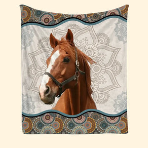 Personalized Upload Your Horse Photo Sherpa or Fleece Blanket Printed HN1700