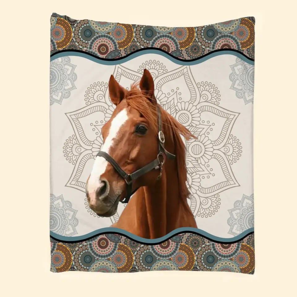 Personalized Upload Your Horse Photo Sherpa or Fleece Blanket Printed HN1700