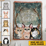 Personalized Life Is Better With Cat Woven Blanket Printed LVA2481