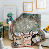 Personalized Life Is Better With Cat Woven Blanket Printed LVA2481