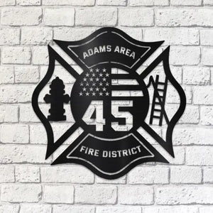 Personalized US Firefighter Fire District Custom ID & Department Metal Sign Printed HN2477