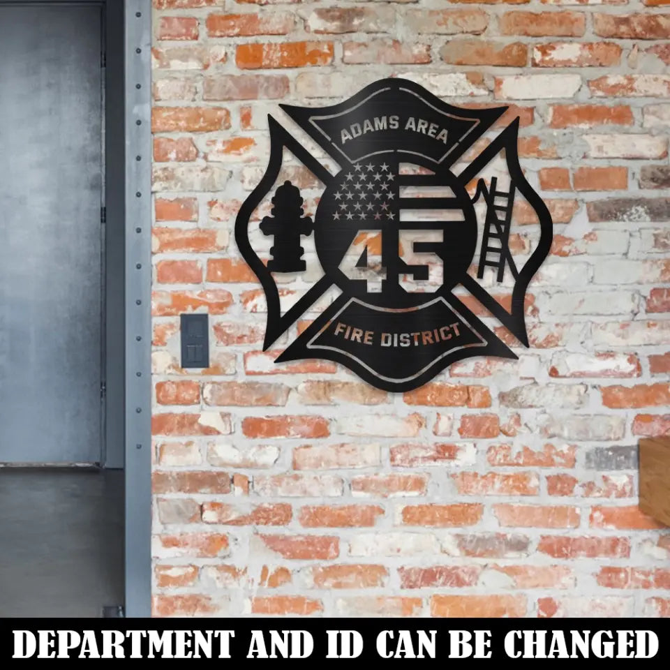 Personalized US Firefighter Fire District Custom ID & Department Metal Sign Printed HN2477