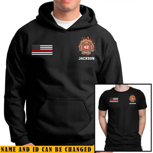 Personalized US Firefighter Custom Name Hoodie 2D/T-shirt Printed QTKVH2485