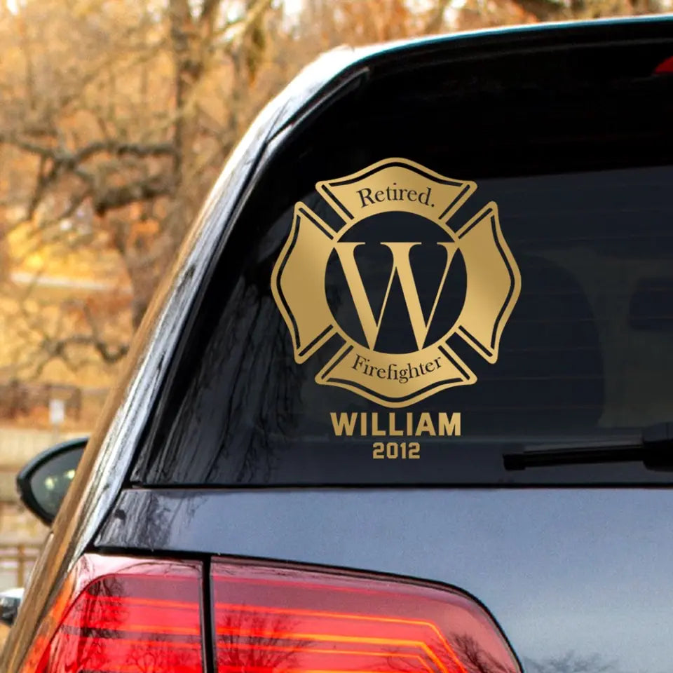 Personalized Retired Firefighter Decal Printed LAHHN2489