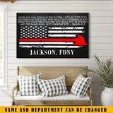 Personalized When You Pass Through The Waters I Will Be With You US Firefighter Custom Name & Department Metal Sign Printed QTKH24102