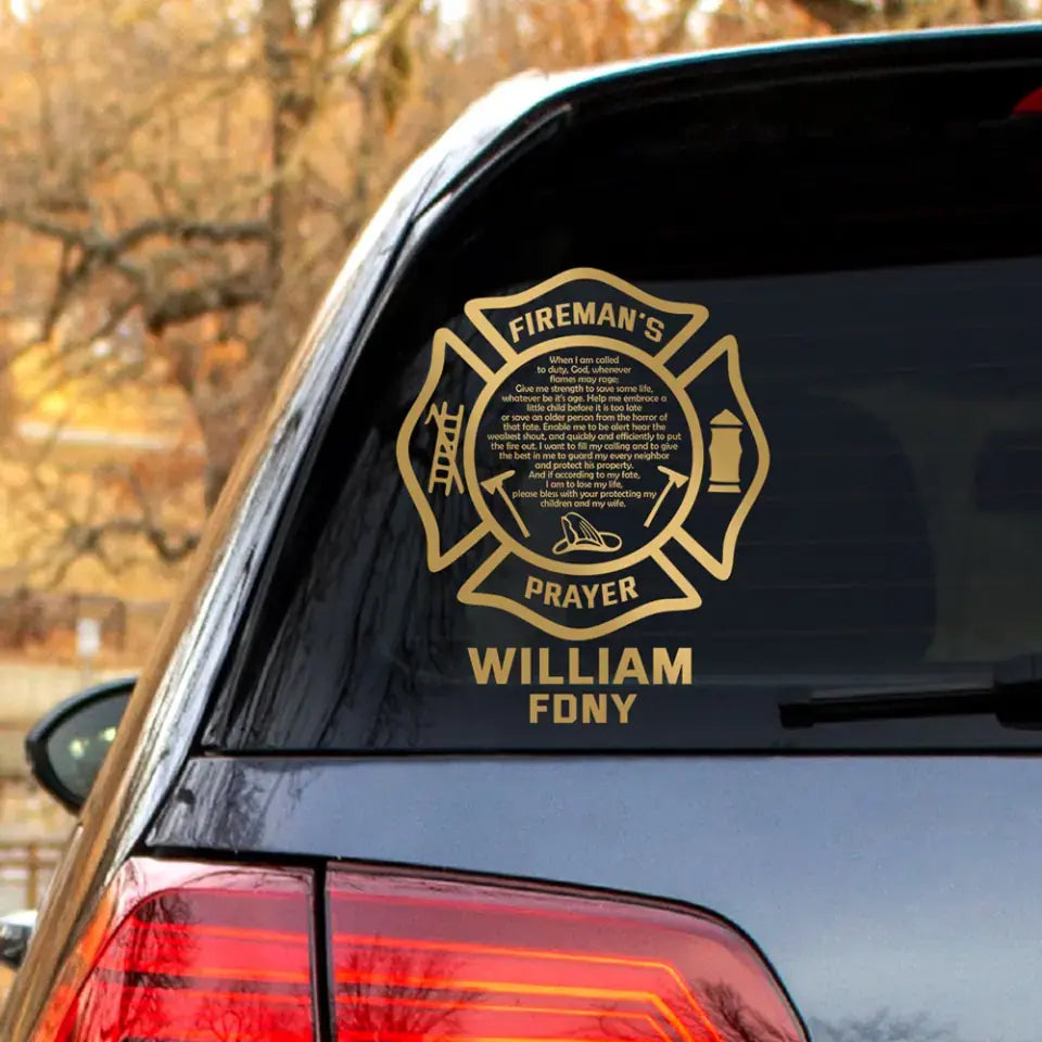 Personalized Firefighter Custom Name & Department Decal Printed QTHN24107