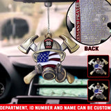 Personalized US Firefighter Custom Name Car Hanging Acrylic/Aluminium Ornament Printed QTVQ24108