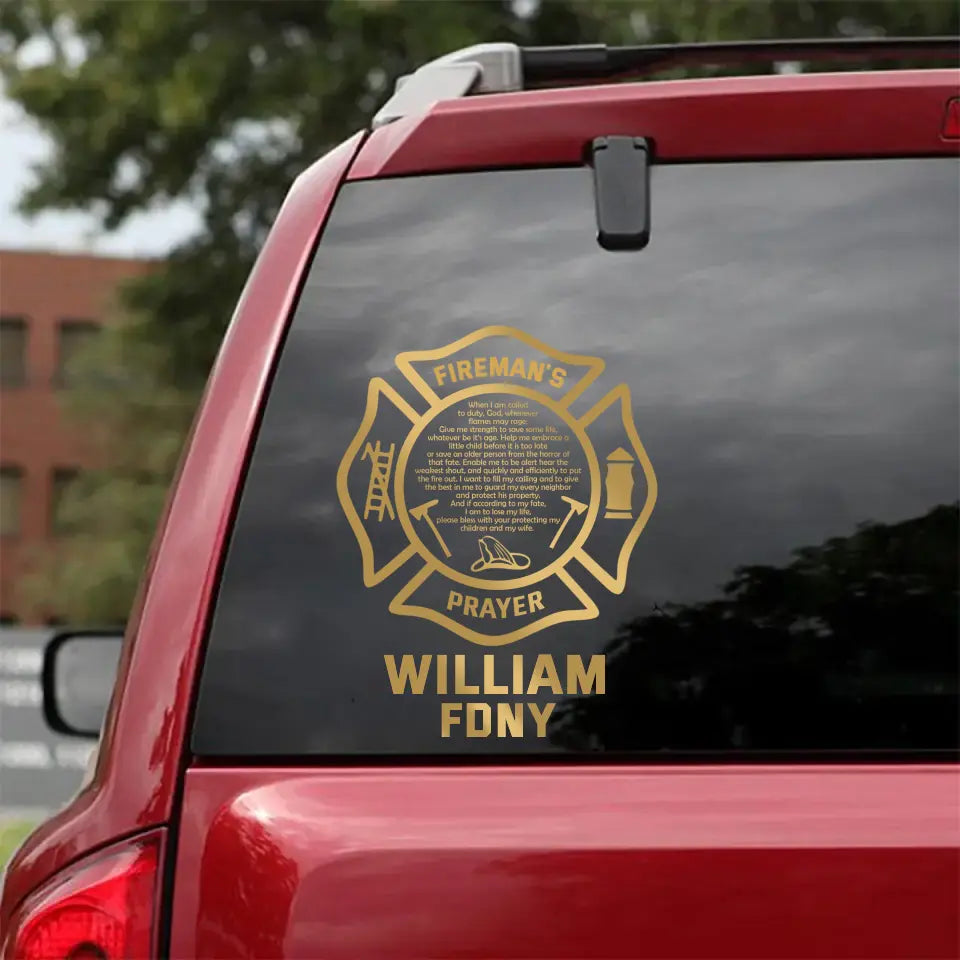 Personalized Firefighter Custom Name & Department Decal Printed QTHN24107