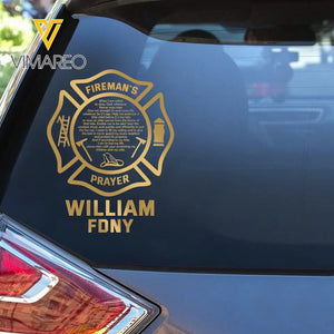 Personalized Firefighter Custom Name & Department Decal Printed QTHN24107