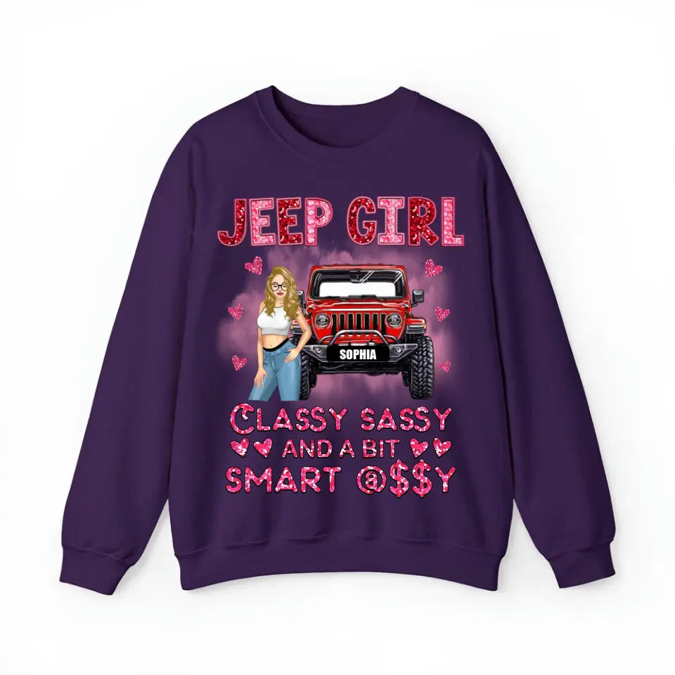 Personalized Jeep Girl Classy Sassy And A Bit Smart Assy Valentine Day's Gift Sweatshirt 2D Printed LVA24147