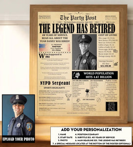 Personalized Upload Your Police Photo Work Anniversary Gift, Retirement Gift for Men or Women Poster Printed KVH24142