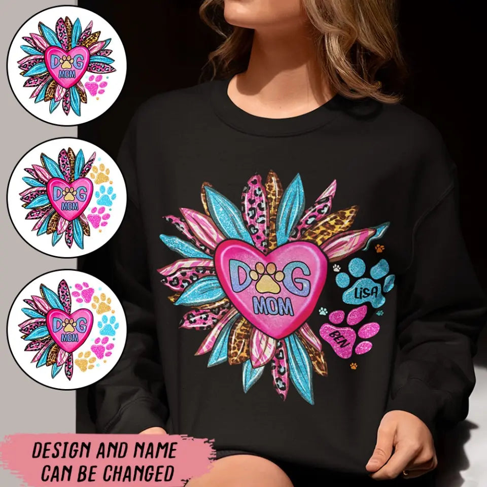 Personalized Dog Mom Sunflower Dog Lovers Gift Valentine's Day Gift Sweatshirt or Hoodie Printed HN24159