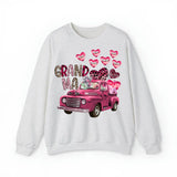 Personalized Grandma Heart Pink Car & Kid's Name Valentine's Day Gift Sweatshirt or Hoodie Printed HN24171