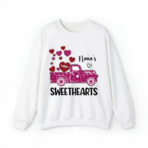 Personalized Nana's Sweethearts Hearts Pink Car Kid Name Valentine's Day Gift Sweatshirt or Hoodie 2D Printed QTHN24167