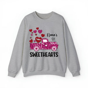 Personalized Nana's Sweethearts Hearts Pink Car Kid Name Valentine's Day Gift Sweatshirt or Hoodie 2D Printed QTHN24167