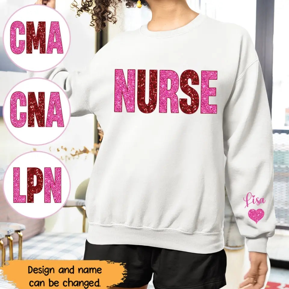 Personalized Nurse Heart Kid Names Gift For Nurse Medical Gift Valentine's Day Gift Sweatshirt or Hoodie 2D Printed QTHN24176