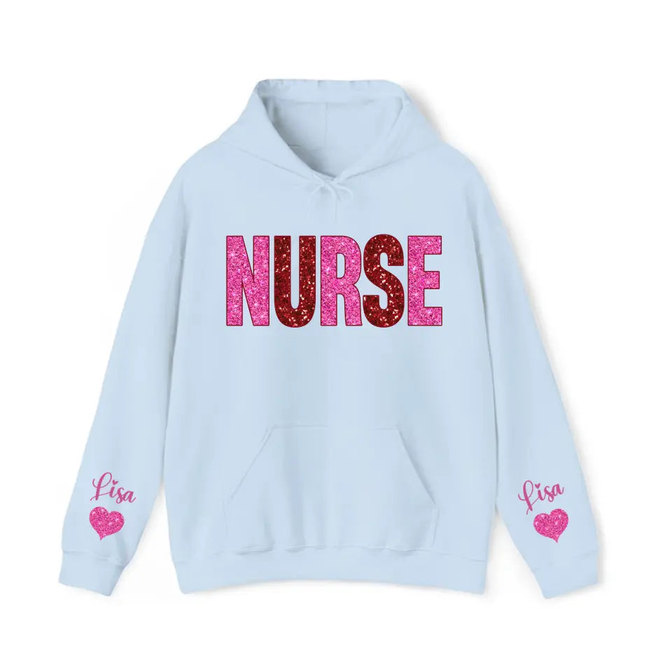 Personalized Nurse Heart Kid Names Gift For Nurse Medical Gift Valentine's Day Gift Sweatshirt or Hoodie 2D Printed QTHN24176